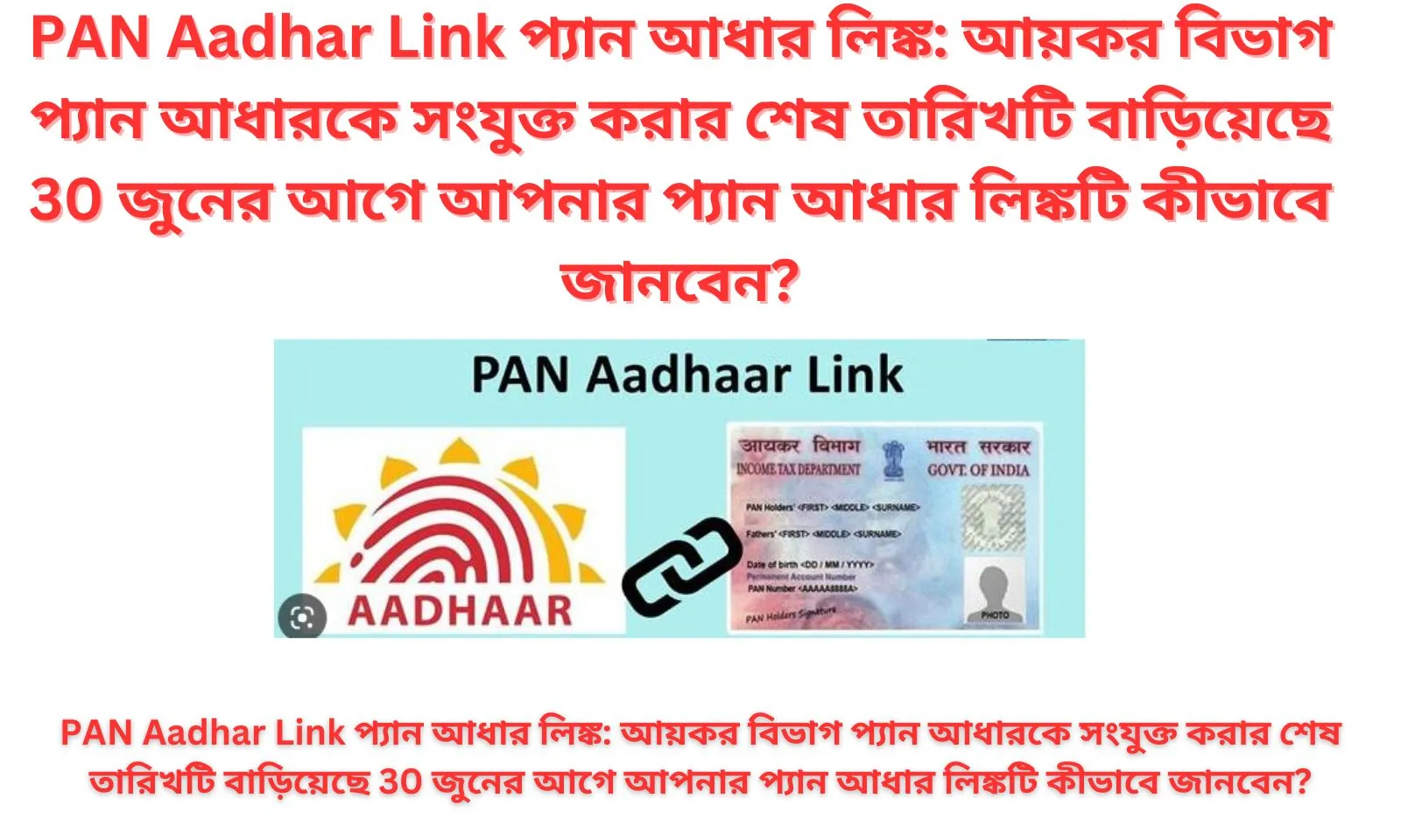 PAN Aadhar Link প্যান আধার লিঙ্ক