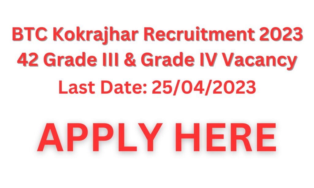 Assam Career BTC Kokrajhar Recruitment 2023