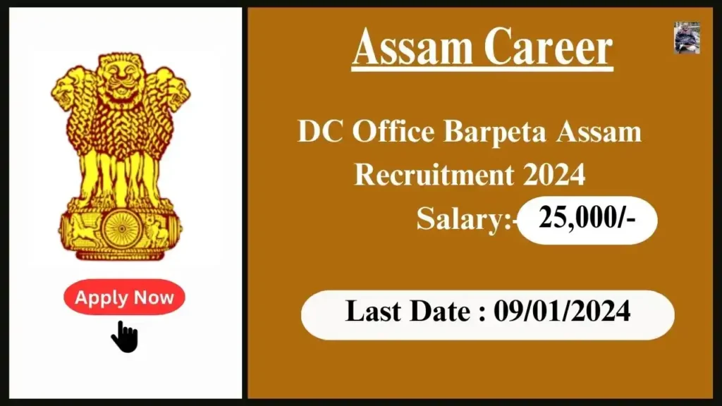 Assam Career 2024 : DC Office Barpeta Assam Recruitment 2024