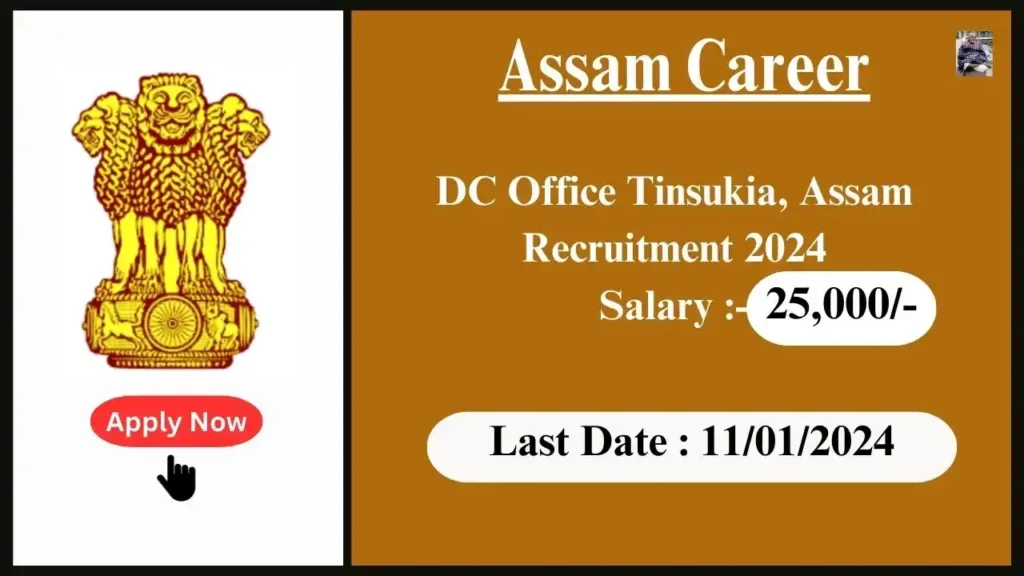 Assam Career 2024 : DC Office Tinsukia, Assam Recruitment 2024