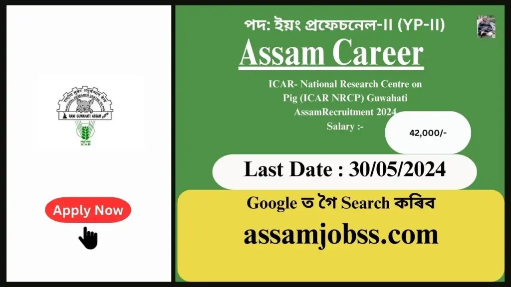 Assam Career : ICAR- National Research Centre on Pig (ICAR NRCP) Guwahati Assam Recruitment 2024-Check Post, Age Limit, Tenure, Eligibility Criteria, Salary and How to Apply