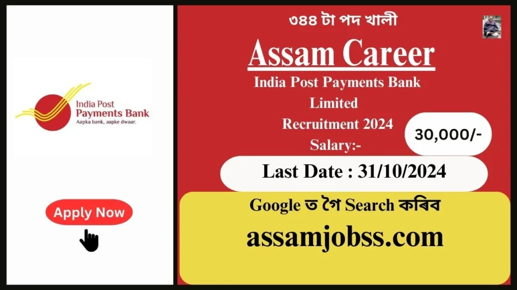 Assam Career : India Post Payments Bank Limited (IPPB) Recruitment 2024-Check Post, Age Limit, Tenure, Eligibility Criteria, Salary and How to Apply